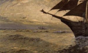 Grossegler Auf Bewegter See by Leopold Schoenchen