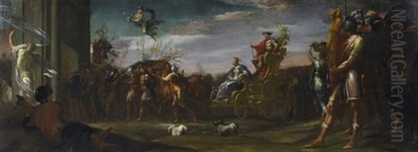 Der Triumph Des Aurelius, Der Die Gefangene Konigin Von Palmyra Nach Rom Bringt - view 1