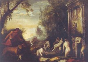 Acteon Surprising Diana And Her Nymphs by Johann Heinrich Schoenfeldt