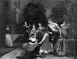 David Beobachtet Vom Balkon Seines Palastes Die Schone Bathseba Beim Bade