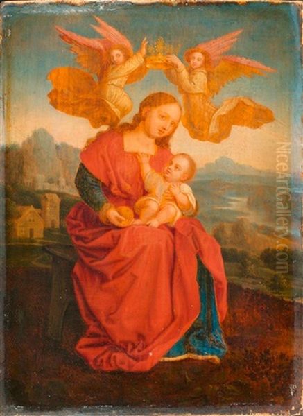 Maria Mit Dem Kind, Bekront Von Zwei Engeln - view 1