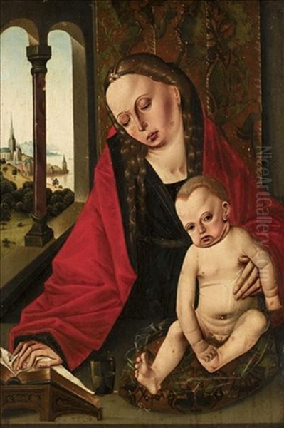 The Virgin And Child In An Interior, With A Distant View Through A Window Of A Church Beside A River - view 1