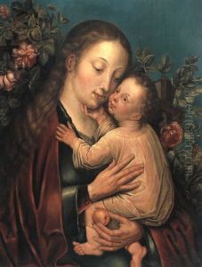 Maria Mit Dem Kind Im Rosenhaag by Martin Schongauer