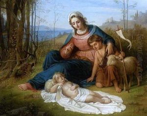 Maria Mit Dem Kind Und Dem Johannesknaben by Karl Schoenherr
