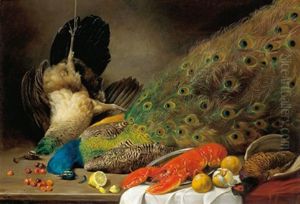 Stilleben Mit Fasan Und Hummer by Alfred Schoenian