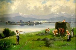 Chiemsee: Blick Vom Ufer Auf Die Fraueninsel