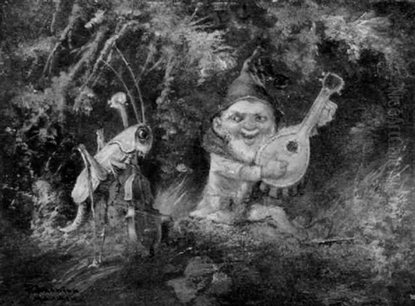 Music Of The Forest / Genre Scene With Cricket And Dwarf - view 1