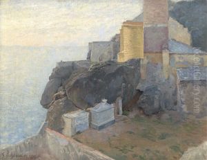 Hauser An Der Steilkuste Von Portofino by Gustav Schoenleber