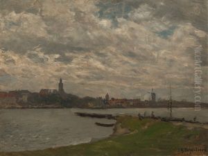 Blick Uber Die Waal Auf Nijmegen by Gustav Schoenleber