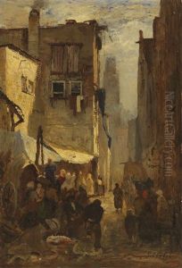 Belebter Stadtwinkel by Gustav Schoenleber