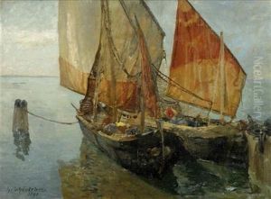 Fischerboote Am Ufer by Gustav Schoenleber