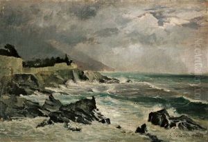 Kuste Bei Nervi Im Sturm