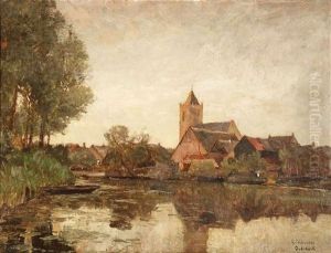 Hollandisches Kirchdorf An Einem Kanal Hollandisches Kirchdorf An Einem Kanal