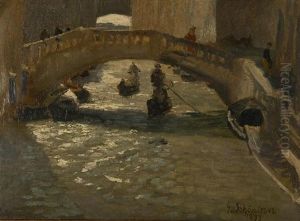 Ponte Dei Berettari In Venedig by Gustav Schoenleber