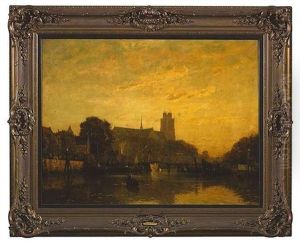 Blick Auf Dordrecht Mit Der Grote Kerk Im Abendlicht