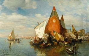 Fischerboote Bei Chioggia by Gustav Schoenleber