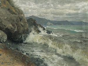 Brandung Bei Montefino by Gustav Schoenleber