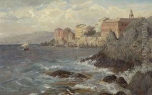 Die Kuste Bei Nervi by Gustav Schoenleber