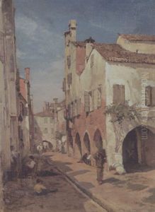 Italienischer Altstadt Im Sonnenlicht by Gustav Schoenleber