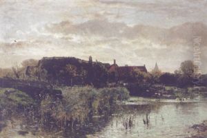 Dorf In Holland (am Abend) by Gustav Schoenleber
