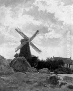 Windmuhle Hinter Sanddunen Versteckt by Gustav Schoenleber