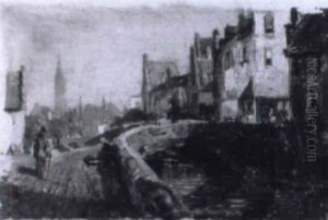 Strase In Einem Alten Stadtchen by Gustav Schoenleber