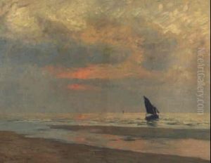 Abendstimmung Am Strand Von La Panne