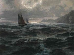 Fischerboote Vor Italienischer Felsenkuste by Gustav Schoenleber