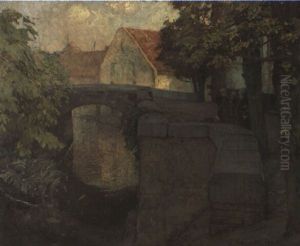 Hollandischer Kanal Mit M,chtigen Ufermauern Aus Rotem Backstein
