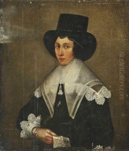Portrait Of A Lady, Half-length, In A Black Dress With Lace Cuffs, A Black Hat And Pearl Earrings, A Letter In Her Right Hand