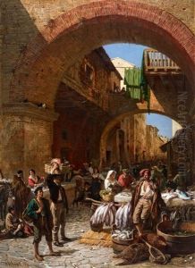 The Fish Market In Chioggia by Alois Schoenn