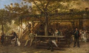 Biergarten Im Augustinerbrau In Salzburg by Alois Schoenn