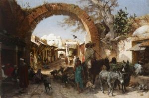 Scene De Marche Devant Sidi Mahrez by Alois Schoenn