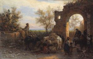 Rast An Den Ruinen In Sudlicher Landschaft