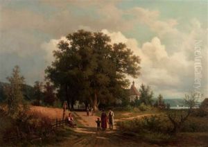 A Stroll On A Summer's Day by Julius Schoenrock