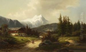 Wanderer Bei Der Alm