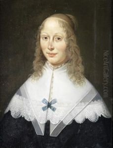 Portrait Of A Lady, Bust-length, In A Black Dress With A White Lace Shawl