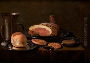 Naturaleza Muerta Con Pan Y Pieza De Jamon by Floris Gerritsz. van Schooten