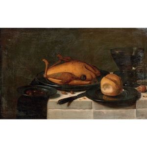 Nature Morte Au Jambon Et A La Miche De Pain by Floris Gerritsz. van Schooten