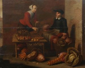 Scene De Marche Ou Le Garde-manger by Floris Gerritsz. van Schooten