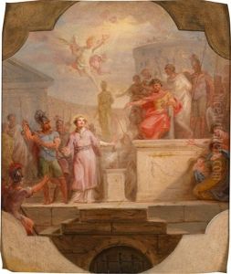 Szene Aus Der Legende Des Heilige Laurentius (sketch For Ceiling Painting) by Josef Schopf