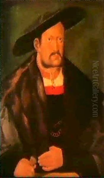 Blidnis Eines Herren Mit Pelzverbrametem Mantel Und Hut - view 1