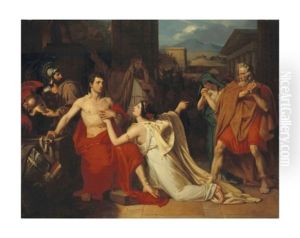 Meleagre Reprenant Les Armes A La Demande De Son Epouse Cleopatre by Heinrich Frederic Schopin