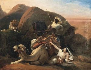 A Lion Attack by Heinrich Frederic Schopin