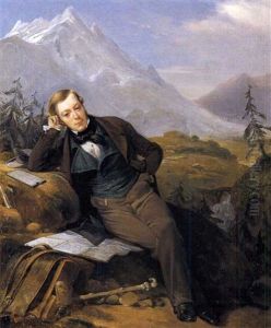 Ritratto Di Un Geografo In Un Paesaggio Montano by Heinrich Frederic Schopin