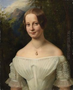 Portrait Of A Young Lady by Julius Schoppe the Elder