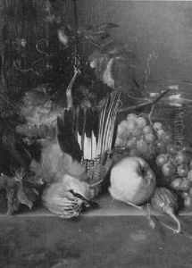 Still Life With Fruit And Bird by Francina Louise Schot