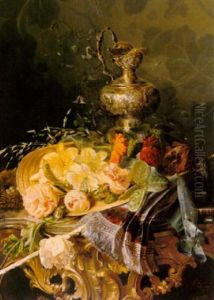 Stilleven Met Strohoed En Bloemen