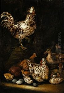 Huhnerfamilie Mit Kuken Und Enten