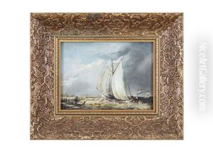 Fishing Boats Off The Dutch Coast by Johannes Christiaan Schotel